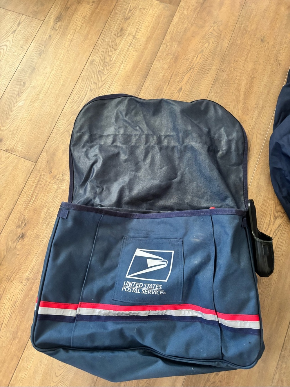 USPS Messenger Bag Unisex Large Navy Blue  Vintage Canvas Logo Striped